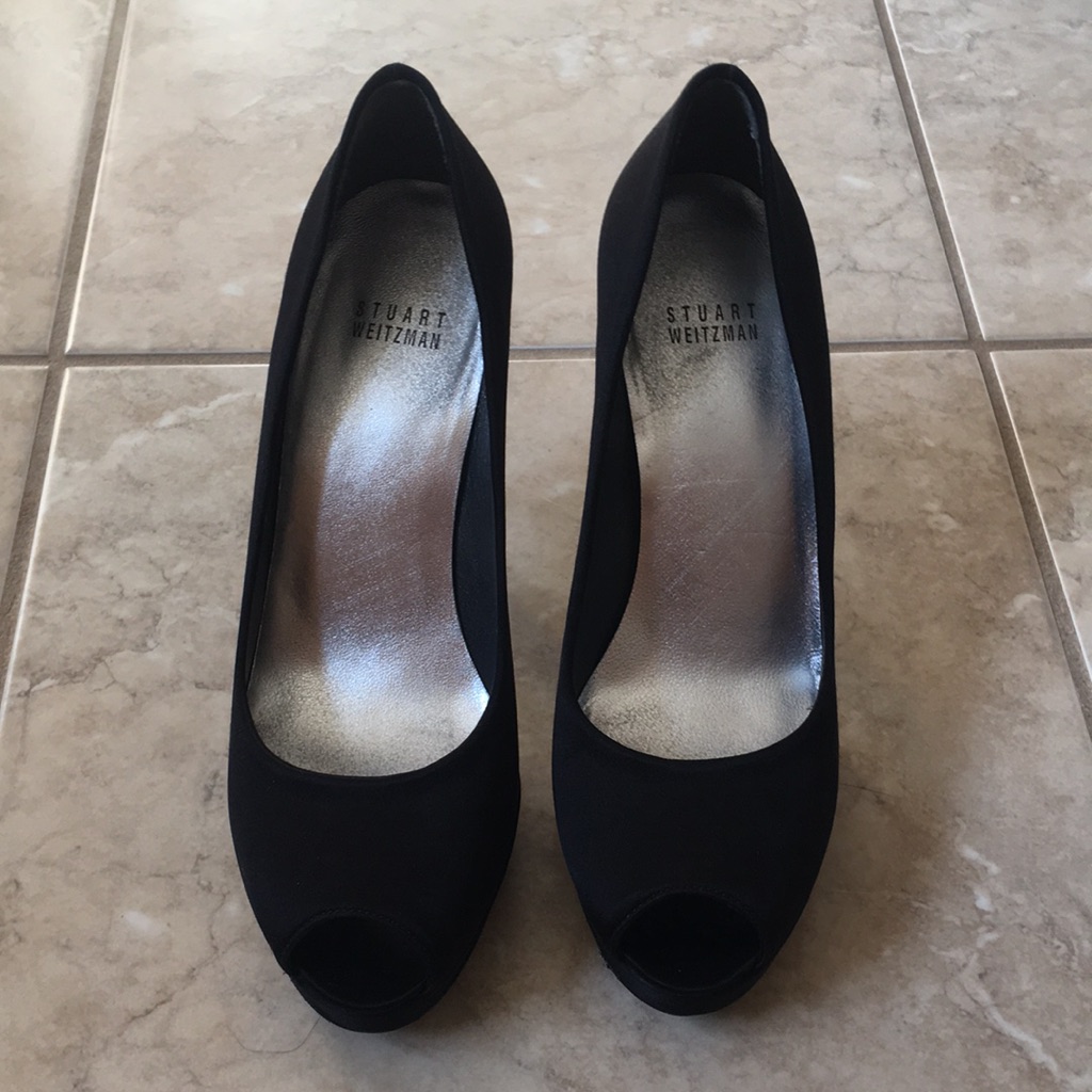 Stuart Weitzman Satin Open Toe Pump